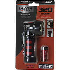 Dorcy Ultra HD Series COB Swivel Flashlight LED - 320 lm Lumen - 3 x AAA - Battery - Metal - Impact Resistant - Black, Red - 1 Each (414349)