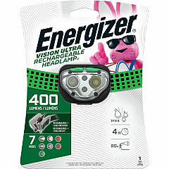 Energizer Vision Ultra HD Rechargeable Headlamp (Includes USB Charging Cable) LED - 400 lm Lumen - Battery Rechargeable - Battery, USB - Water Resistant, Drop Resistant - Green - 1 Each (ENHDFRLP) Energizer Vision Ultra HD Rechargeable Headlamp (Includes USB Charging Cable) LED - 400 lm Lumen - Battery Rechargeable - Battery, USB - Water Resistant, Drop Resistant - Green - 1 Each (ENHDFRLP)