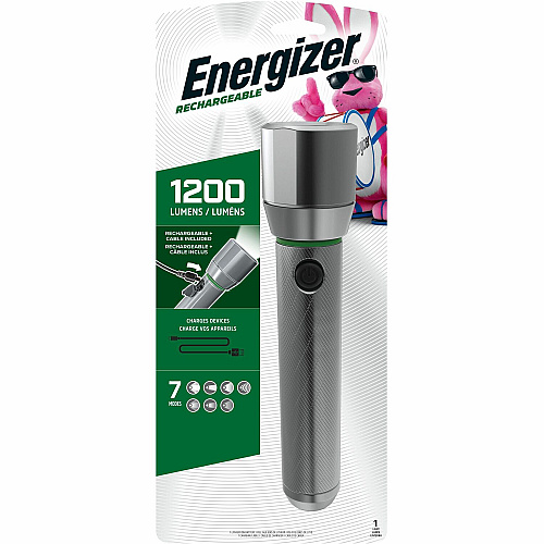 Energizer Vision HD Rechargeable LED Metal Flashlight (includes USB cable for recharging) LED - 1000 lm Lumen - Battery Rechargeable - Battery, USB - Aluminum Alloy - Drop Resistant, Impact Resistant - Aluminum - 1 Each (ENPMHRL7)