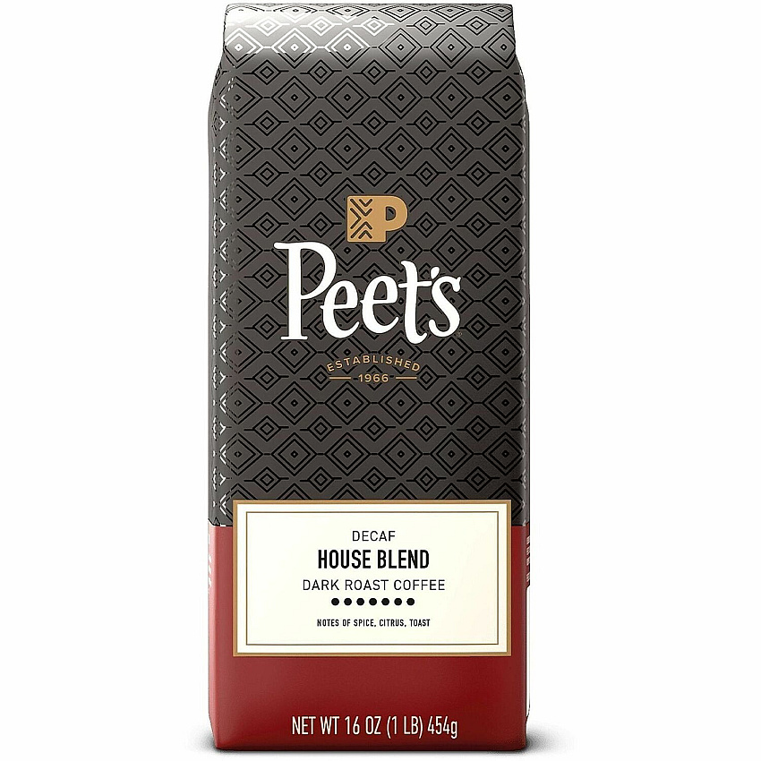 Peet's Coffee Peet's Ground House Blend Decaf Coffee Dark - 16 oz - Ground - Decaffeinated - 1 Each (501487)