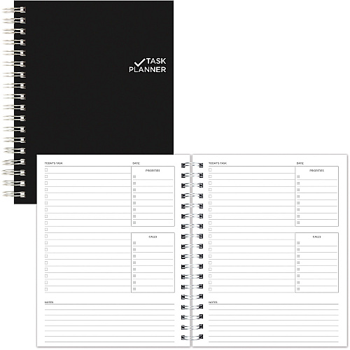 Blueline Undated Task Planner Personal - 7 1/4" x 9 1/4" Sheet Size - Twin Wire - Black - 1 Each (B31081)