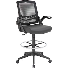 Boss Black Flip Arm Mesh Drafting Stool (B16223BK)