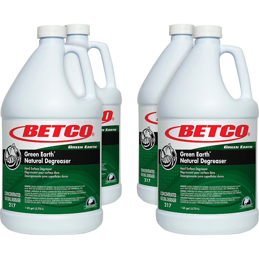 Betco Green Earth Natural Degreaser Concentrate - 128 fl oz (4 quart) - Bio-based, Phosphate-free - Dark Green - 4 / Carton (2170400CT)