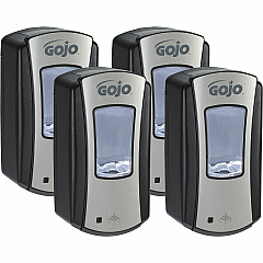 Gojo&reg; LTX-12 Touch-free Foam Soap Dispenser Automatic - 1.27 quart Capacity - Site Window, Refillable, Touch-free, Lockable, Skylight - Chrome, Black - 4 / Carton (191904CT)
