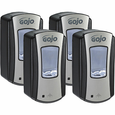 Gojo&reg; LTX-12 Touch-free Foam Soap Dispenser Automatic - 1.27 quart Capacity - Site Window, Refillable, Touch-free, Lockable, Skylight - Chrome, Black - 4 / Carton (191904CT)