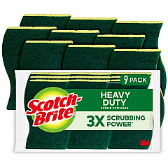 Scotch-Brite Heavy-Duty Scrub Sponges 2.8" Height x 4.5" Width - 9/Pack - 5 / Carton - Yellow, Green (4295CT) Scotch-Brite Heavy-Duty Scrub Sponges 2.8" Height x 4.5" Width - 9/Pack - 5 / Carton - Yellow, Green (4295CT)