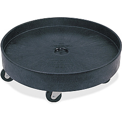 Rubbermaid Commercial Universal Drum Dolly 5 Casters - Plastic - Black - 2 / Carton (265000BKCT)