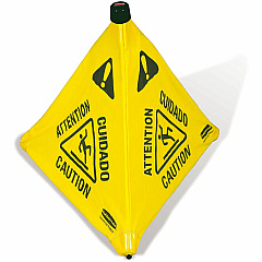 Rubbermaid Commercial 30" Pop-Up Caution Safety Cone Print/Message "CAUTION" , "Attention" , "Cuidado" - 21" Width x 30" Height - Wall Mountable - Durable, Multilingual, Three-sided, Foldable - Yellow - 12 / Carton (9S0100YLCT) Rubbermaid Commercial 30" Pop-Up Caution Safety Cone Print/Message "CAUTION" , "Attention" , "Cuidado" - 21" Width x 30" Height - Wall Mountable - Durable, Multilingual, Three-sided, Foldable - Yellow - 12 / Carton (9S0100YLCT)