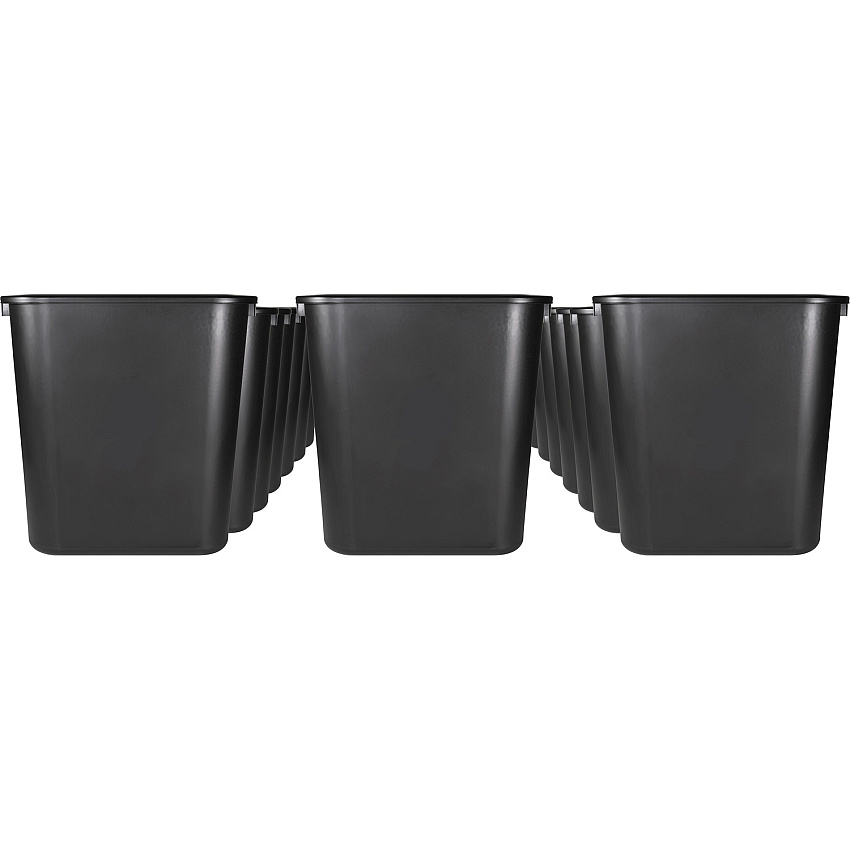 Sparco Rectangular Wastebasket 7 gal Capacity - Rectangular - 15" Height x 14.5" Width x 10.5" Depth - Polyethylene - Black - 24 / Carton (02160CT)