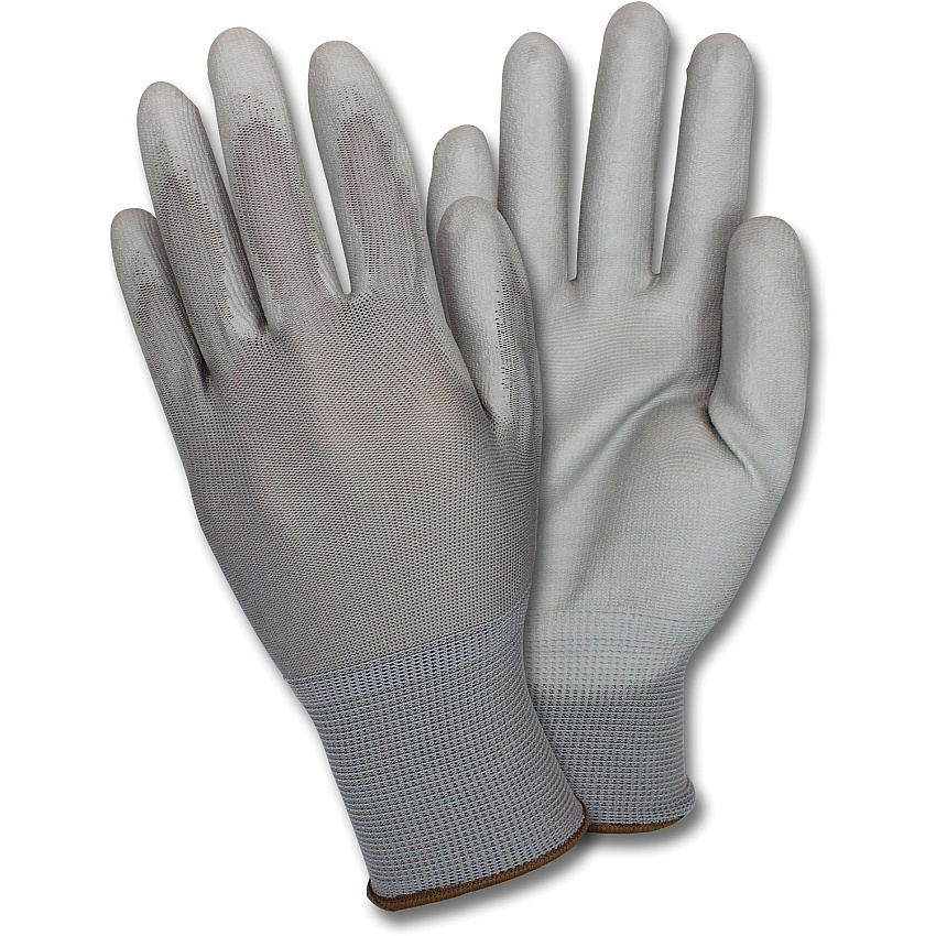 Safety Zone Poly Coated Knit Gloves Polyurethane Coating - XXL Size - Gray - Knitted, Flexible, Comfortable, Breathable - For Industrial - 12 / Dozen (GNPU2X4GY)