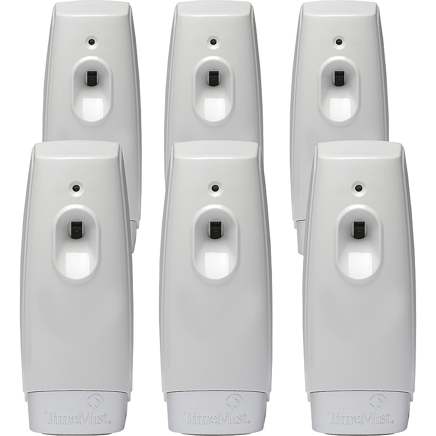 TimeMist Settings Air Freshener Dispenser 0.13 Hour, 0.25 Hour, 0.50 Hour - 30 Day Refill Life - 2 x AA Battery - 6 / Carton - White (1047809CT)