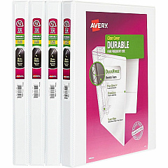 Avery&reg; Durable View 3 Ring Binders 1/2" Binder Capacity - Letter - 8 1/2" x 11" Sheet Size - 135 Sheet Capacity - 3 Ring - Fastener: Slant Ring - Pocket: 2, Internal - Polypropylene - White - Durable, Flexible, Pocket, PVC-free, Split Resistan (03362)