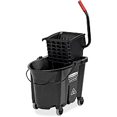 Rubbermaid Commercial WaveBrake Side Press Mop Bucket 8.75 gal - Wringer - 19.8" x 16.1" - Tubular Steel, Plastic - Black - 1 Carton (1863896)