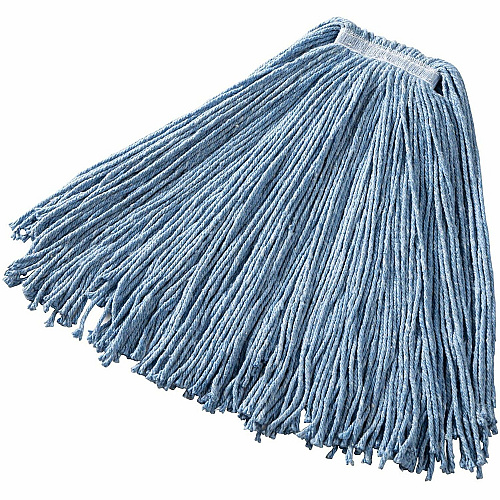 Rubbermaid Commercial 1" Headband Dura Pro Wet Mop Cotton Head - 4-ply, Cut Ends, Absorbent, Durable - Blue - 12 / Carton (F51800BE)