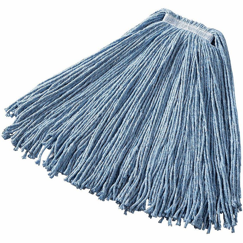Rubbermaid Commercial 1" Headband Dura Pro Wet Mop Cotton Head - 4-ply, Cut Ends, Absorbent, Durable - Blue - 12 / Carton (F51800BE)