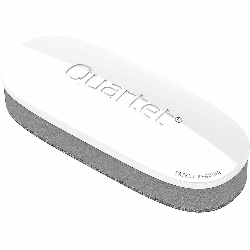 Quartet Dry-Erase Board Eraser 2" Width x 5" Length - Streak-free, Comfortable Grip, Dustless, Stain Resistant - White, Silver - Foam, Felt - 1 Each (DFEB4)