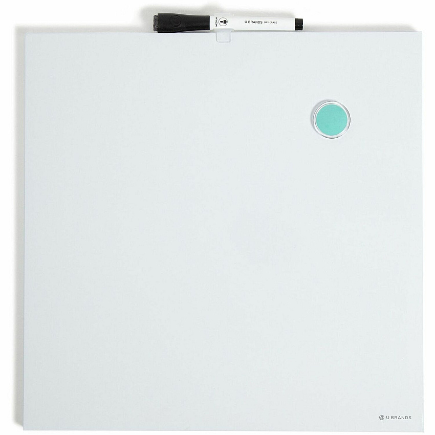 U Brands Magnetic Frameless Dry-Erase Board 14" (1.2 ft) Width x 14" (1.2 ft) Height - White Painted Steel Surface - Square - Horizontal/Vertical - Magnetic - 1 Each (460U0004)