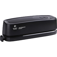 Business Source Electric Hole Punch 3 Punch Head(s) - 10 Sheet of 20lb Paper - 9/32" Punch Size - 2.6" Width x 11.9" Depth x 3.2" Height - Black - 1 Each (BSN00083)