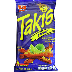Takis Fuego Rolled Tortilla Chips Hot Chili Pepper & Lime - 1 - 1.98 oz - 42 / Carton (00276)