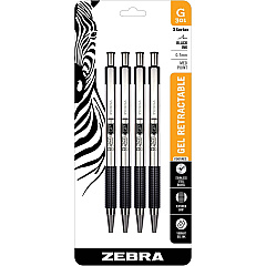 Zebra Pen STEEL 3 Series G-301 Retractable Gel Pen 0.7 mm Pen Point - Refillable - Retractable - Black Ink - Gel-based - Metal Barrel - 4 / Pack (41314)