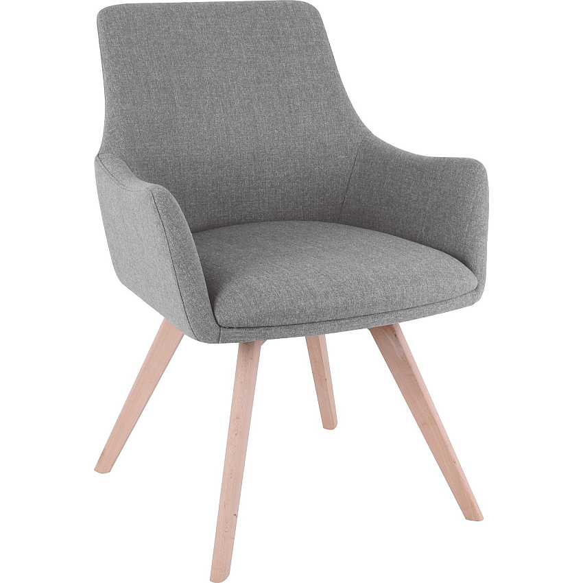 Lorell Mid-century Modern Flannel Guest Chair Four-legged Base - Gray - Armrest - 1 Each (LLR68560)