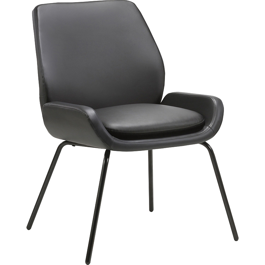 Lorell U-Shaped Seat Guest Chair Bonded Leather Seat Material - Bonded Leather Back Material - Black - 1 Each (LLR68574)
