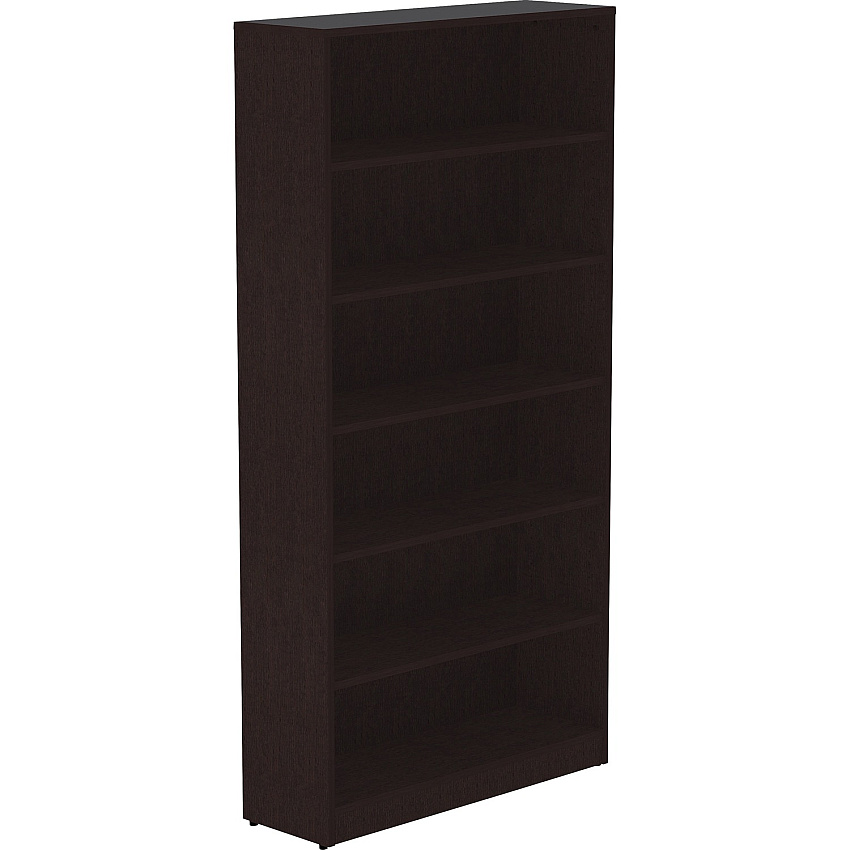 Lorell Laminate Bookcase 0.7" Thickness Shelf, 72" Height x 36" Width x 12" Depth - 6 Shelve(s) - 5 Adjustable Shelf(ves) - Square Edge - Material: Thermofused Laminate (TFL) - Finish: Espresso - Sturdy, Long Lasting, Adjustable Feet - For Book (LLR18228)