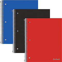 Oxford 1-Subject Poly Notebook 1 Subject(s) - 100 Sheets - Spiral Bound - Wide Ruled Front Ruling - 3 Hole(s) - 0.30" Height x 8.5" Width x 10.5" Length - Assorted Poly Cover - Pocket Divider, Snag Resistant, Micro Perforated, Smooth, Durable Cove (10389)