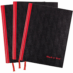 Black n' Red Casebound Hardcover Notebook 3-pack Case Bound - 12" Height x 8.5" Width x 1.7" Length - Matte Cover - Hard Cover, Bleed Resistant, Ribbon Marker - 3 / Pack (400123487)