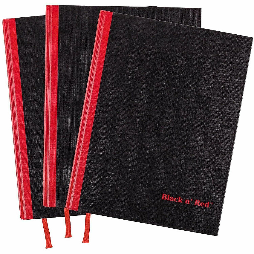 Black n' Red Casebound Hardcover Notebook 3-pack Case Bound - 12" Height x 8.5" Width x 1.7" Length - Matte Cover - Hard Cover, Bleed Resistant, Ribbon Marker - 3 / Pack (400123487)