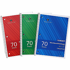 Sparco College Ruled Wire-bound Notebook Wire Bound - 3 Hole(s) - 0.25" Height x 8" Width x 10.5" Length - Stiff-cover, Stiff-back, Perforated - 703 / Pack (00332) Sparco College Ruled Wire-bound Notebook Wire Bound - 3 Hole(s) - 0.25" Height x 8" Width x 10.5" Length - Stiff-cover, Stiff-back, Perforated - 703 / Pack (00332)
