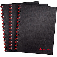 Black n' Red Hardcover Twinwire Business Notebook Twin Wirebound - 12" Height x 8.5" Width x 1.7" Length - Matte Cover - Perforated, Bleed Resistant - 3 / Pack (400123488)