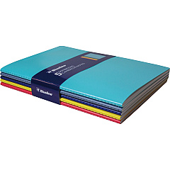 Blueline 5 Notebooks Pack 64 Pages - Sewn - 5 3/4" x 8 1/4" Sheet Size - Assorted Cover - Soft Cover, Flexible Cover, Bleed Resistant - 5 / Pack (A85) Blueline 5 Notebooks Pack 64 Pages - Sewn - 5 3/4" x 8 1/4" Sheet Size - Assorted Cover - Soft Cover, Flexible Cover, Bleed Resistant - 5 / Pack (A85)