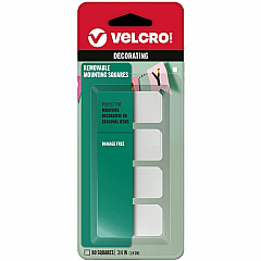 VELCRO&reg; Removable Mounting Tape 0.75" Length x 0.75" Width - White - 80 / Pack (30171)