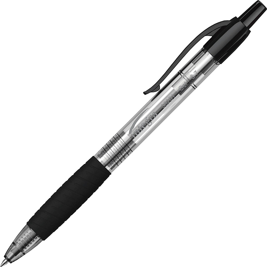 Integra Retractable 0.7mm Gel Pen 0.7 mm Medium Pen Point - Retractable - Black Ink - Gel-based - Black Barrel - 1 Dozen (36201)