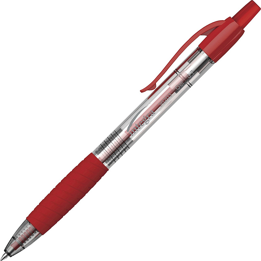 Integra Retractable 0.7mm Gel Pen 0.7 mm Medium Pen Point - Retractable - Red Ink - Gel-based - Red Barrel - 1 Dozen (36203)