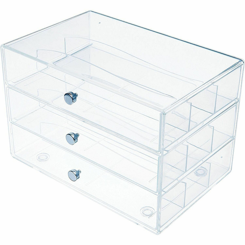 Deflecto 3-Drawer Storage Organizer 3 Drawer(s) - 7" Height x 10" Width x 6.80" Depth - Clear - 1 Each (350901CR)