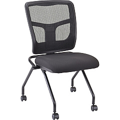 Lorell Training Room Guest Chairs Black Seat Color - Fabric Seat Material - Mesh Back Material - Metal Frame Material - Rectangular Base - Black - 2 / Carton (LLR84385)