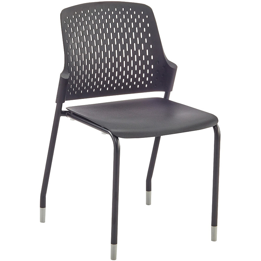 Safco Next Stack Chair Black Seat Color - Polypropylene Seat Material - Black Back Color - Polypropylene Back Material - Tubular Steel Frame Material - Four-legged Base - 4 / Carton (4287BL)