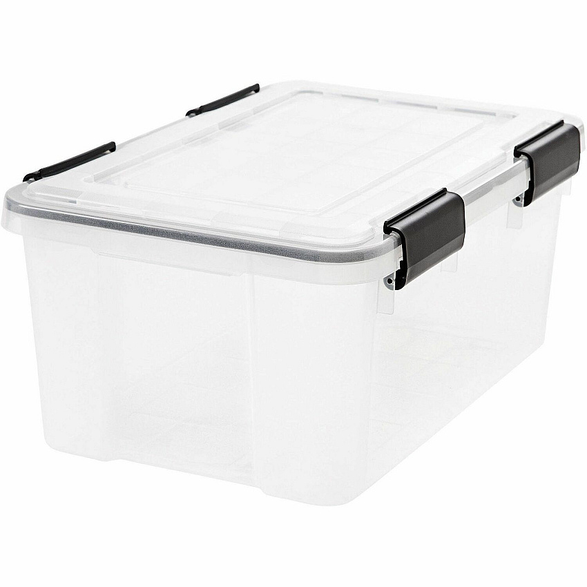 IRIS WeatherTight Heavy-duty Storage Tote Internal Dimensions: 14.75" Length x 9.63" Width x 7" Height - External Dimensions: 17.5" Length x 11.8" Depth x 7.9" Height - 25 lb - 4.75 gal - Heavy Duty - Stackable - Plastic - Clear - For Craft Suppl (110380)