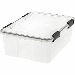 IRIS WeatherTight Heavy-duty Storage Tote Internal Dimensions: 17" Length x 13.50" Width x 6.88" Height - External Dimensions: 19.7" Length x 15.7" Depth x 7.8" Height - 30 lb - 7.65 gal - Lid Lock Closure - Heavy Duty - Stackable - Plastic - Cle (110400)