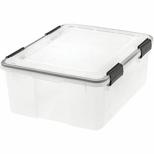 IRIS WeatherTight Heavy-duty Storage Tote Internal Dimensions: 17" Length x 13.50" Width x 6.88" Height - External Dimensions: 19.7" Length x 15.7" Depth x 7.8" Height - 30 lb - 7.65 gal - Lid Lock Closure - Heavy Duty - Stackable - Plastic - Cle (110400)