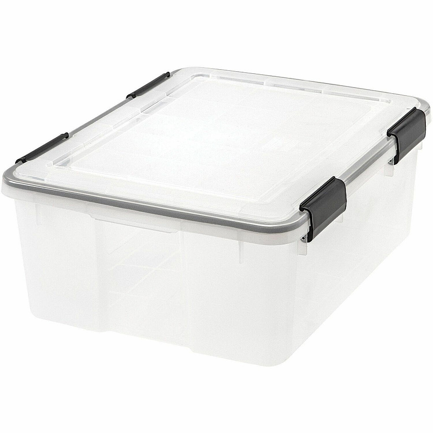 IRIS WeatherTight Heavy-duty Storage Tote Internal Dimensions: 17" Length x 13.50" Width x 6.88" Height - External Dimensions: 19.7" Length x 15.7" Depth x 7.8" Height - 30 lb - 7.65 gal - Lid Lock Closure - Heavy Duty - Stackable - Plastic - Cle (110400)