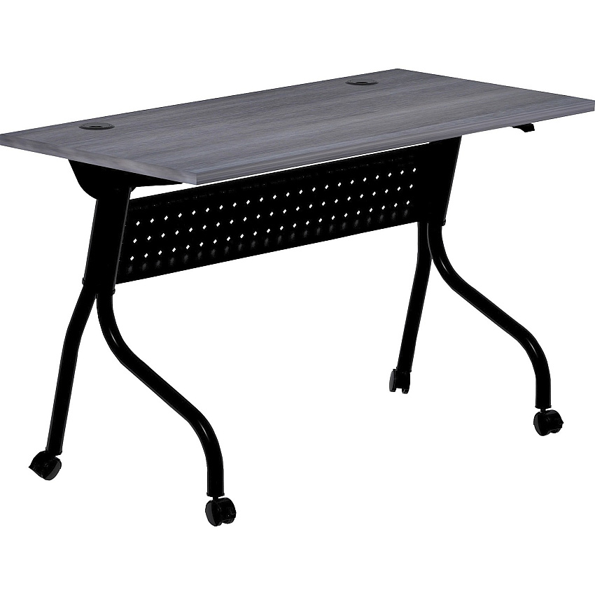 Lorell Flip Top Training Table Charcoal Rectangle, Melamine Top - Black Four Leg Base - 4 Legs x 48" Table Top Width x 23.60" Table Top Depth - 29.50" Height - Assembly Required - Melamine - 1 Each (LLR59489)