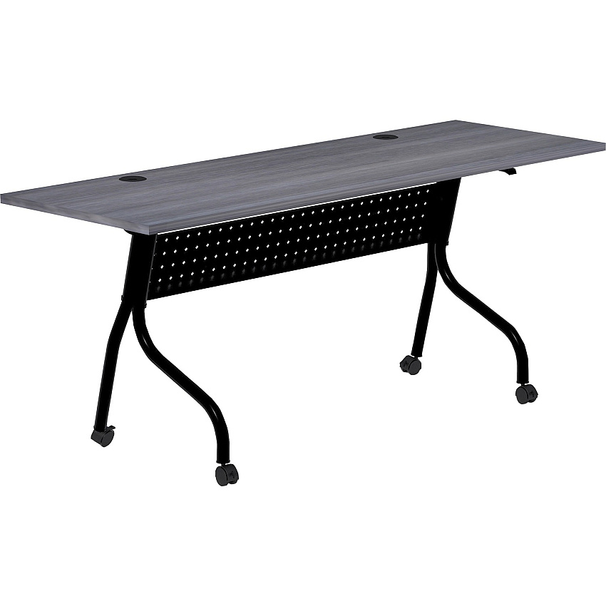 Lorell Flip Top Training Table Charcoal Rectangle, Melamine Top - Black Four Leg Base - 4 Legs x 72" Table Top Width x 23.60" Table Top Depth - 29.50" Height - Assembly Required - Melamine - 1 Each (LLR59488)