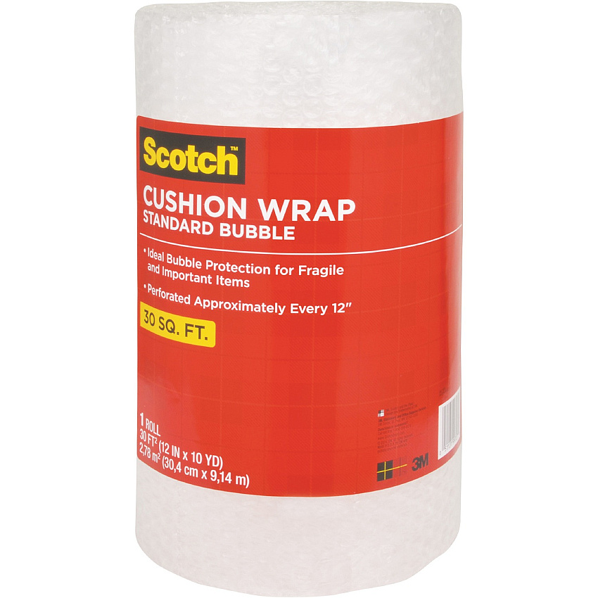 Scotch Perforated Cushion Wrap 12" Width x 30 ft Length - Perforated, Lightweight, Recyclable, Non-scratching, Easy Tear - Polyethylene, Nylon - Clear - 1 Roll (7929)
