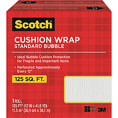 Scotch Cushion Wrap 12" Width x 100 ft Length - Perforated, Lightweight, Recyclable, Non-scratching, Easy Tear - Polyethylene, Nylon - Clear - 1 Carton (7962) Scotch Cushion Wrap 12" Width x 100 ft Length - Perforated, Lightweight, Recyclable, Non-scratching, Easy Tear - Polyethylene, Nylon - Clear - 1 Carton (7962)
