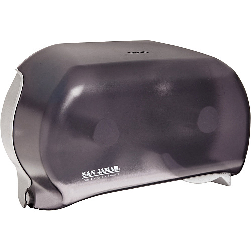 San Jamar Dual Roll Tissue Dispenser Roll Dispenser - 2 x Roll - 12.8" Height x 12.2" Width x 5.7" Depth - Plastic - Black Pearl - Ergonomic, Hygienic, Translucent, Compact, Contemporary Style, Durable, Break Resistant, Anti-bacterial - 6 / C (R3600TBKCT)
