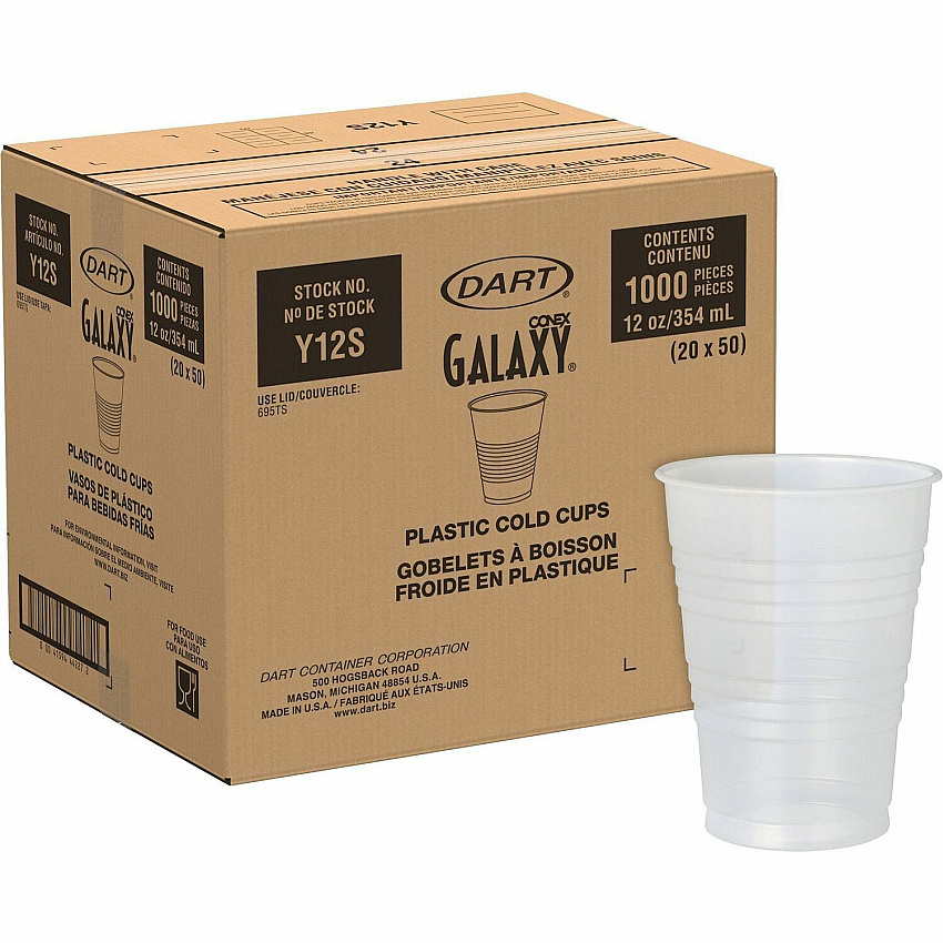Solo Galaxy 12 oz Plastic Cold Cups 12 fl oz - Translucent - Plastic, Polystyrene - Cold Drink - 50/Bag - 20 / Carton (Y12S)