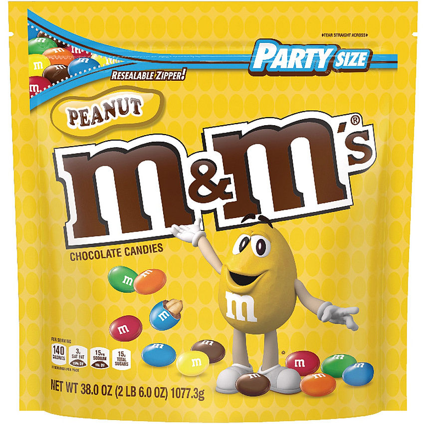 M&M's Peanut Chocolate Candies Peanut Chocolate - 2.37 lb - 1 Bag (SN55116)
